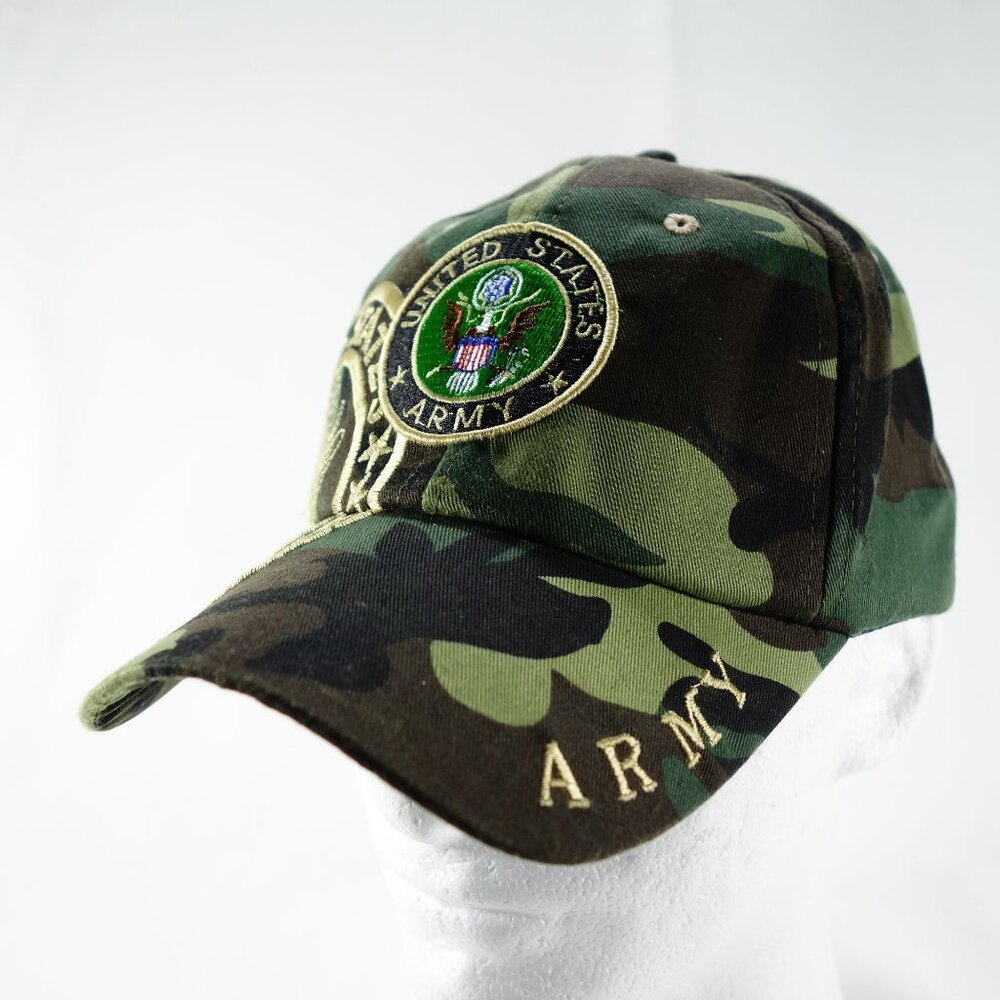 US Army Embroidered Adjustable Strapback Camouflage Baseball Cap Hat